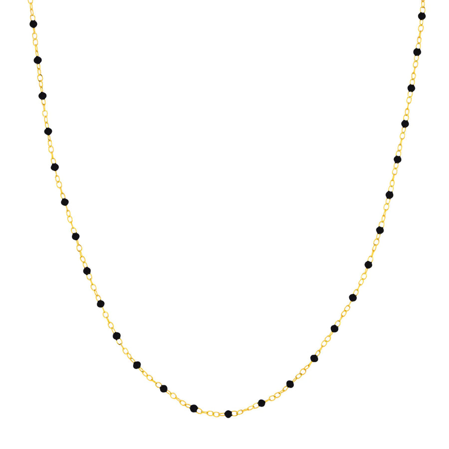14K Gold And Black Onyx Beaded Necklace