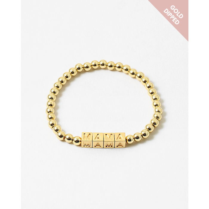 14K Gold Plated MAMA Beaded Bracelet