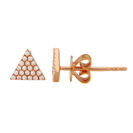14K Yellow Gold Triangle Diamond Stud Earrings
