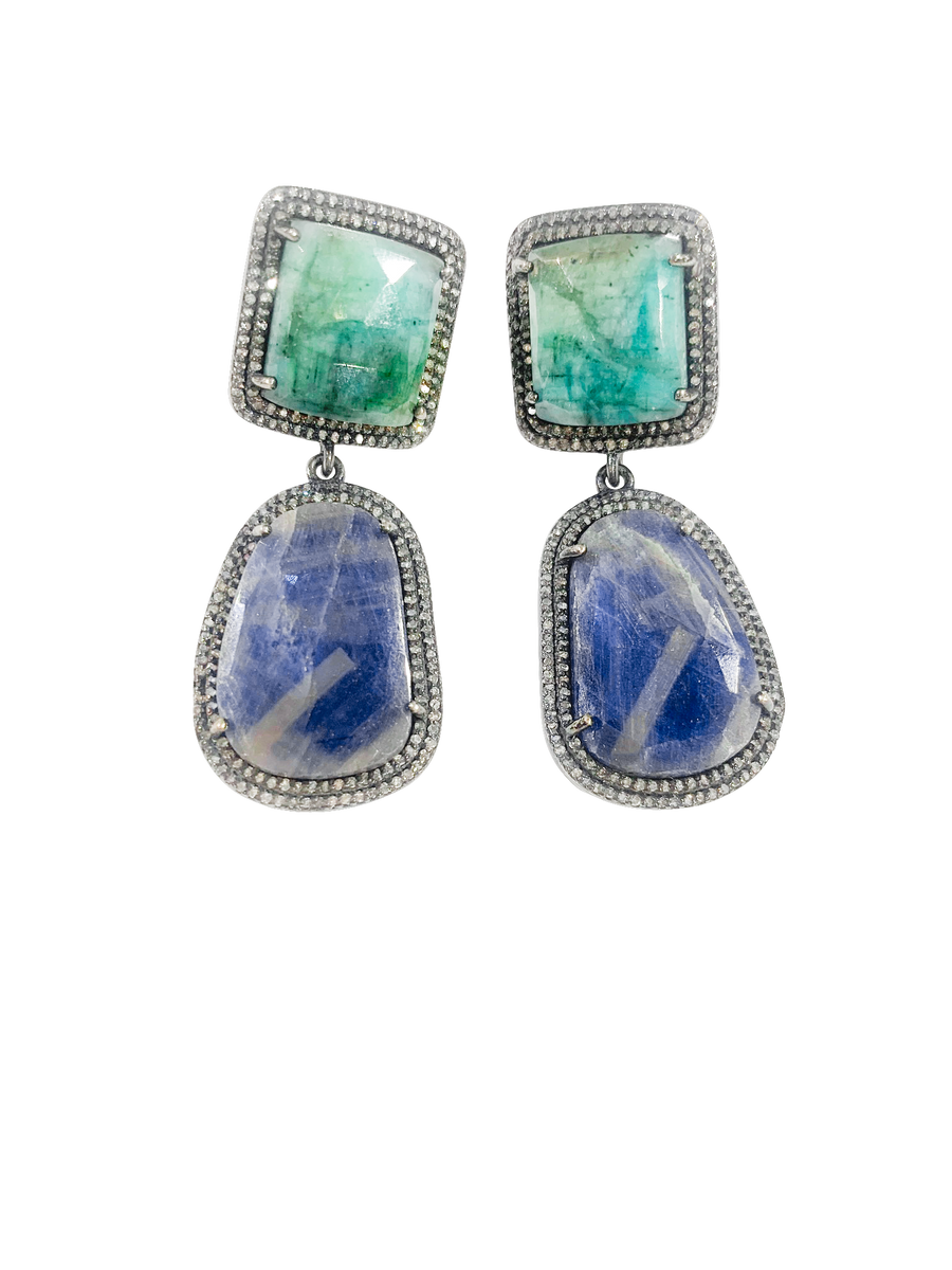 Emerald and Sapphire Earrings