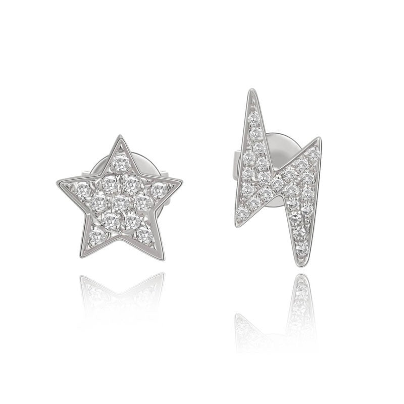 White Lightning Bolt Clip-On Earrings