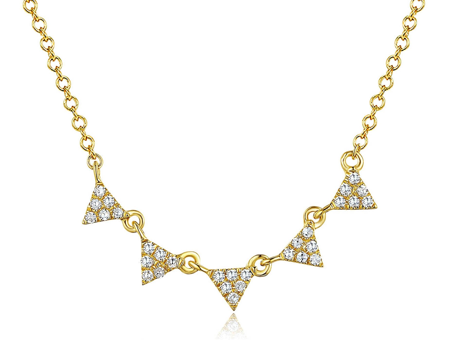 ネックレス・ペンダント Mini Triangle N-dia Pendant Necklace #2705 (10K Gold) 5 Tiny Triangles Necklace – KC Signatures