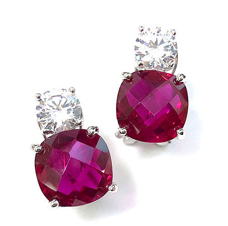 Faux ruby and white topaz clip on earrings