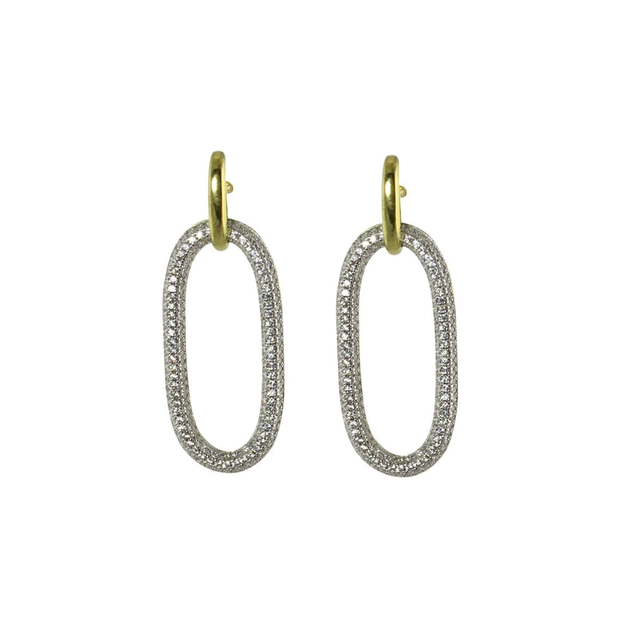 Gold plated oval pave earrings