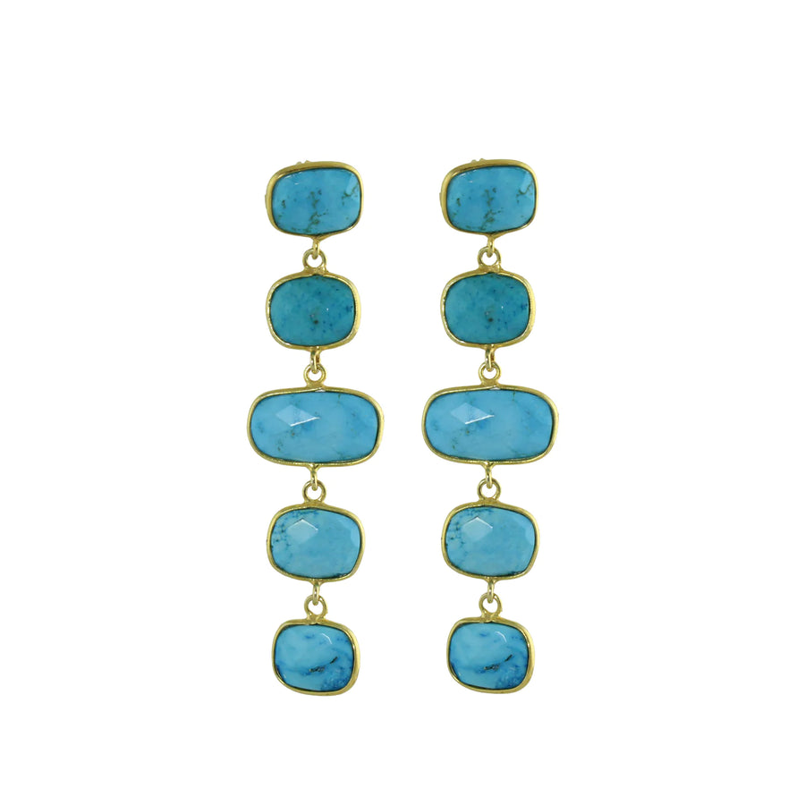 Gold plated turquoise drop earrings