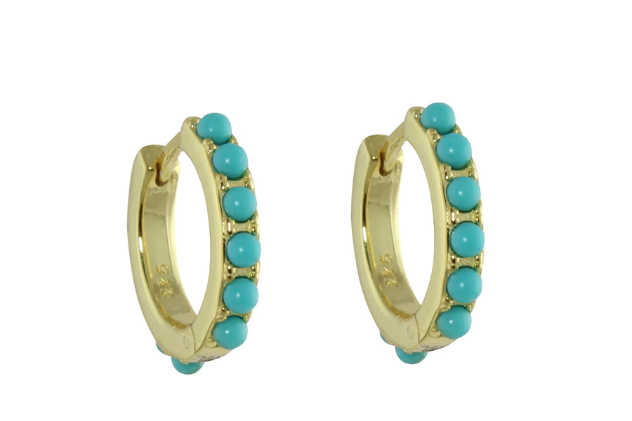 Gold plated turquoise huggies