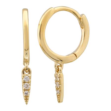 14K Gold and Diamond Spike Huggie Earrings