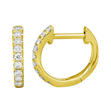 14k Yellow Gold Diamond Huggie Earrings