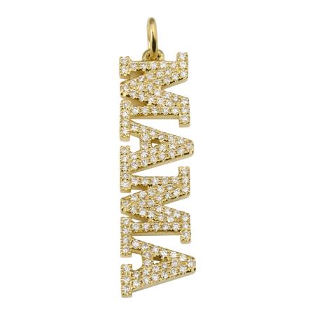 14K Gold And Diamond Mama Necklace Charm