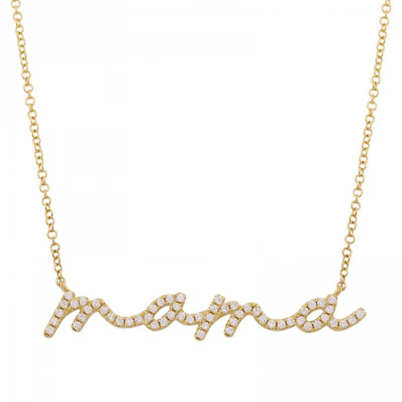 14K Gold And Diamond Mama Necklace