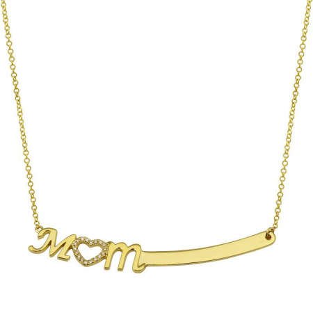 14K Gold And Diamond Mom Necklace