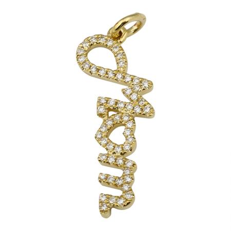 14K Gold And Diamond Mom Necklace Charm