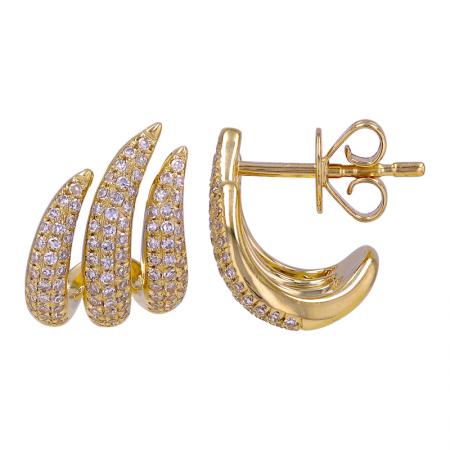 14K Yellow Gold Diamond Cage Lobe Stud Earrings