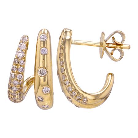 14k Yellow Gold Diamond Cage Lobe Stud Earrings