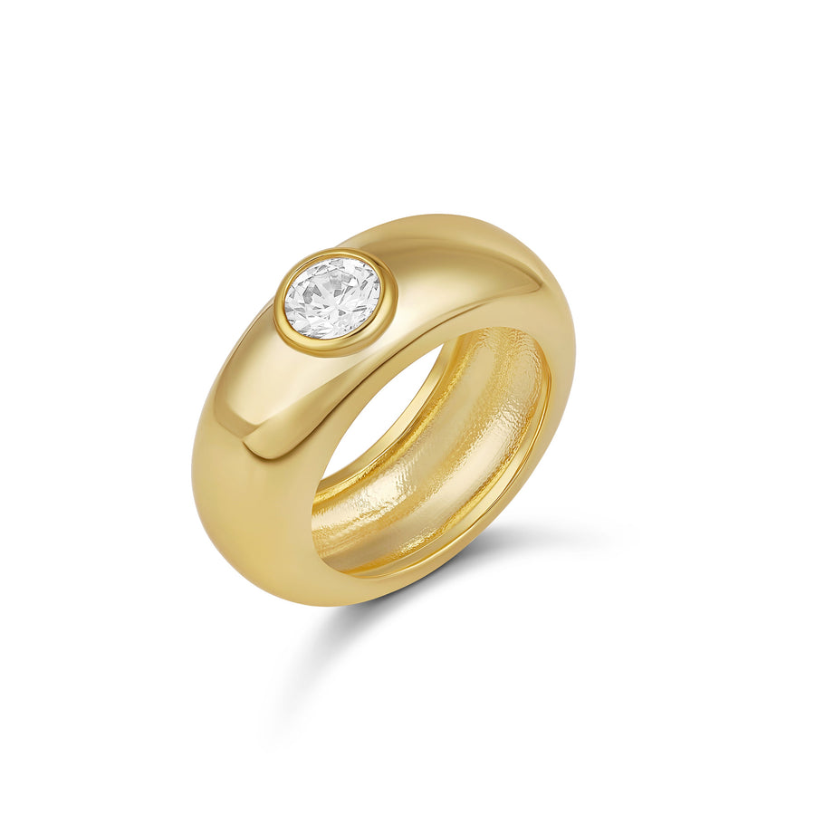 Gold Plated Bezel Set Dome Ring