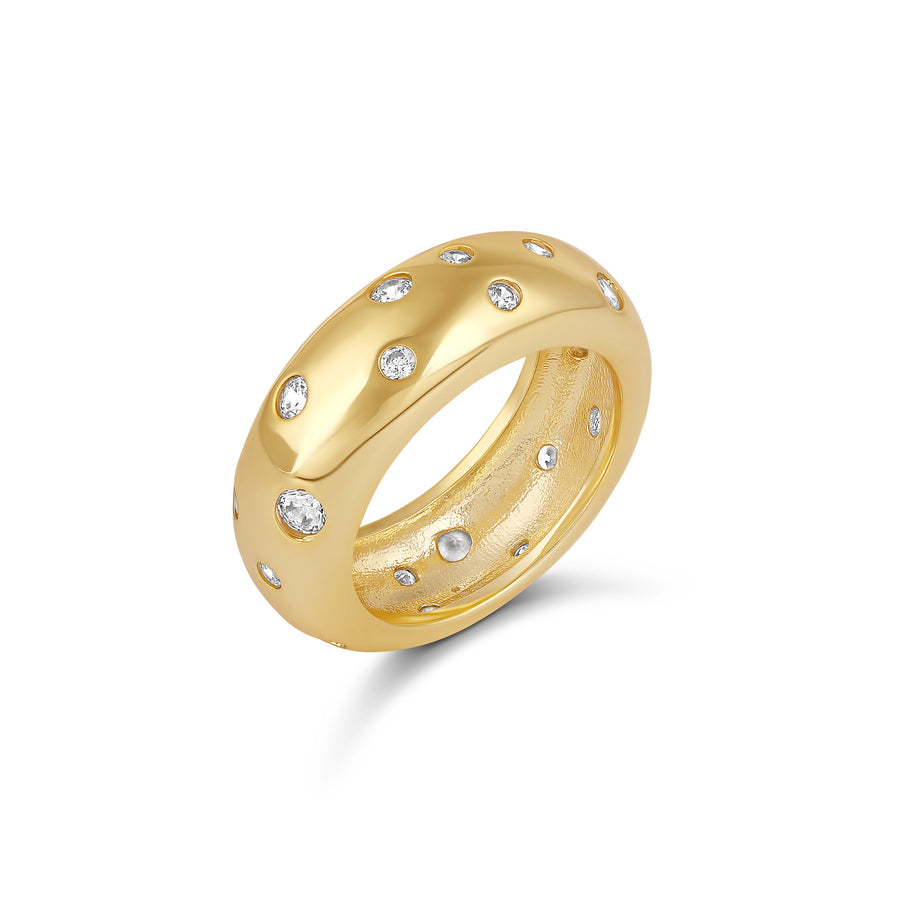 Gold Plated Bezel Set Dome Ring
