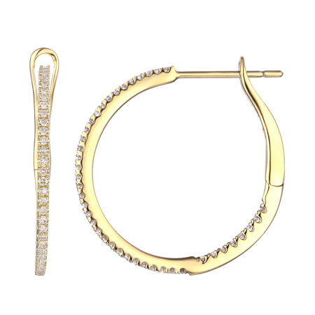 14k Gold And Diamond Small Hoops