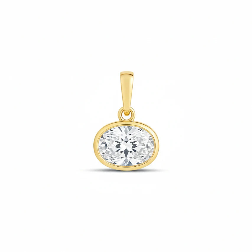 Oval bezel gold plated charm