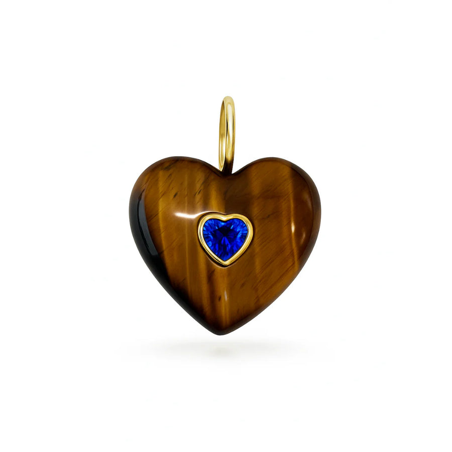 Gold plated tigers eye heart charm