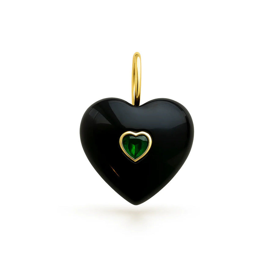 Gold plated black onyx heart charm
