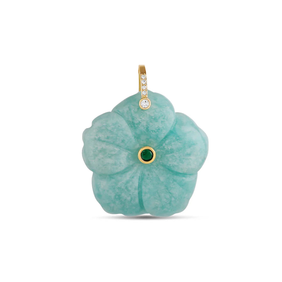 Chalcedony carved flower charm