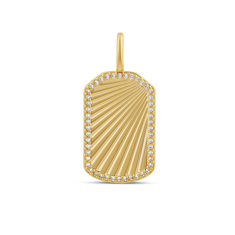 Gold plated fluted dog tag charm