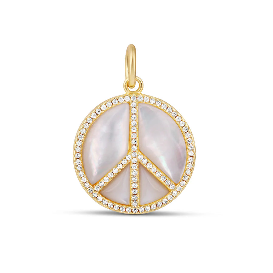 Gold plated mother of pearl peace charm