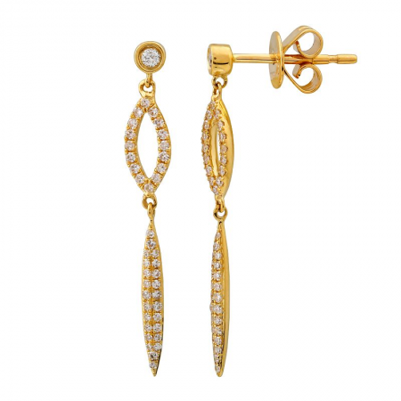 14k Yellow Gold Diamond Dangling Stud Earrings