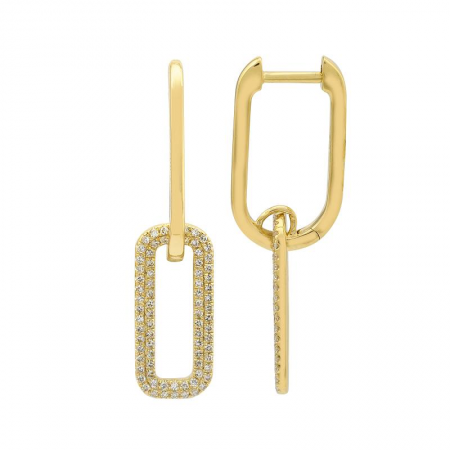 14K Yellow Gold And Diamond Link Earrings