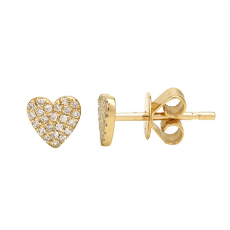 14K White Gold Heart Diamond Stud Earrings