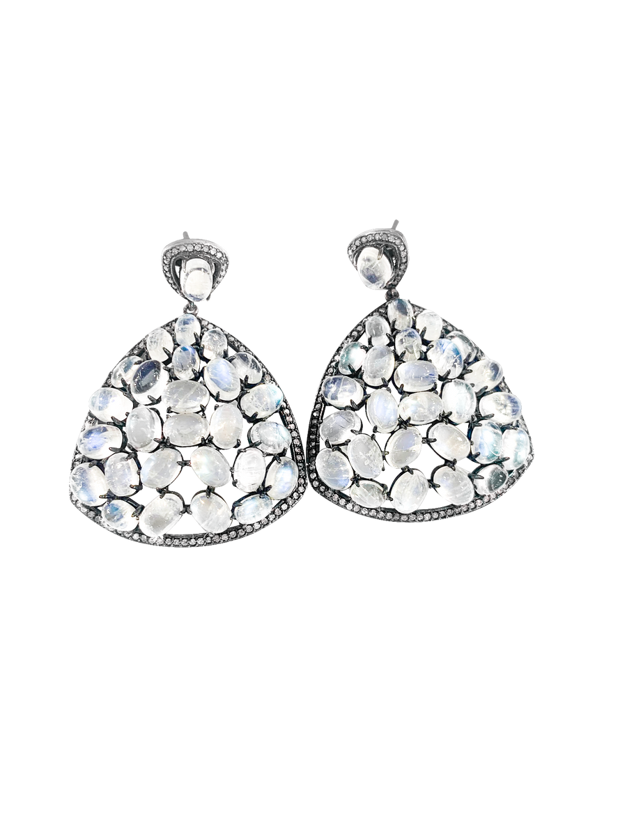 Moonstone and Diamond earrings