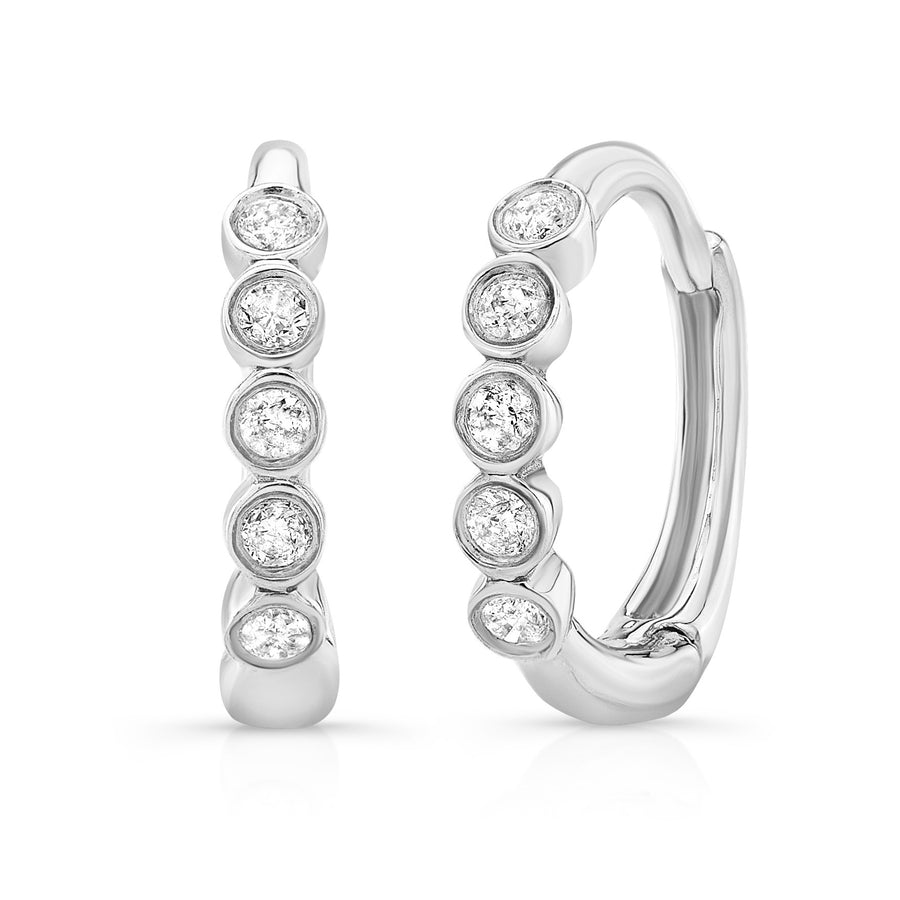 Bezel Diamond Huggie Earring