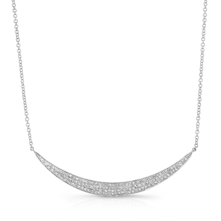 14K Gold & Diamond Wide Crescent Necklace