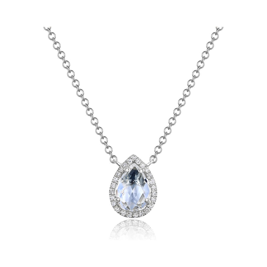 Faceted White Topaz Pear Necklace