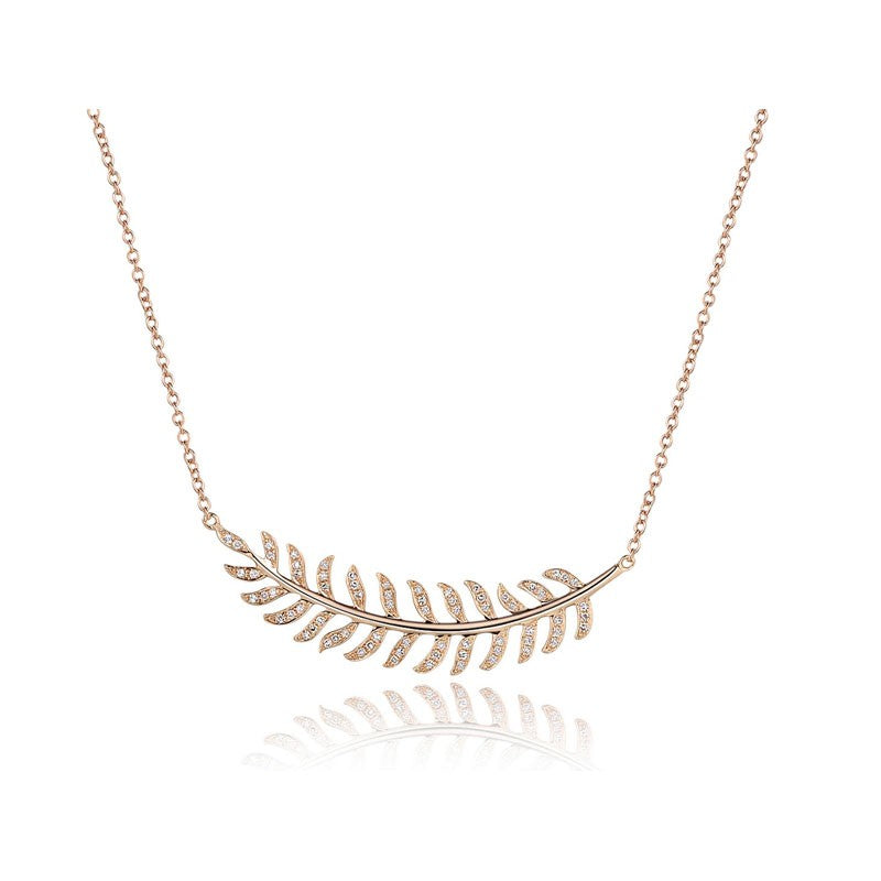 14K Gold Feather Necklace