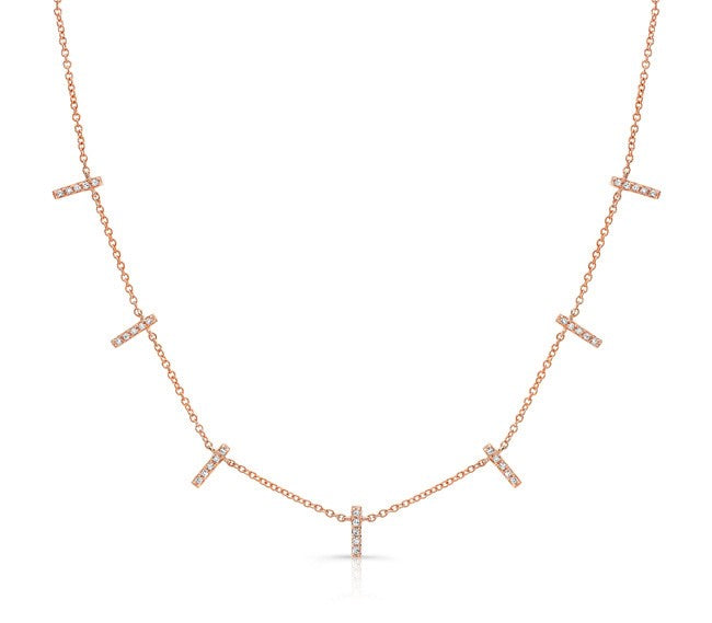 14K Gold & Diamond Bar Necklace