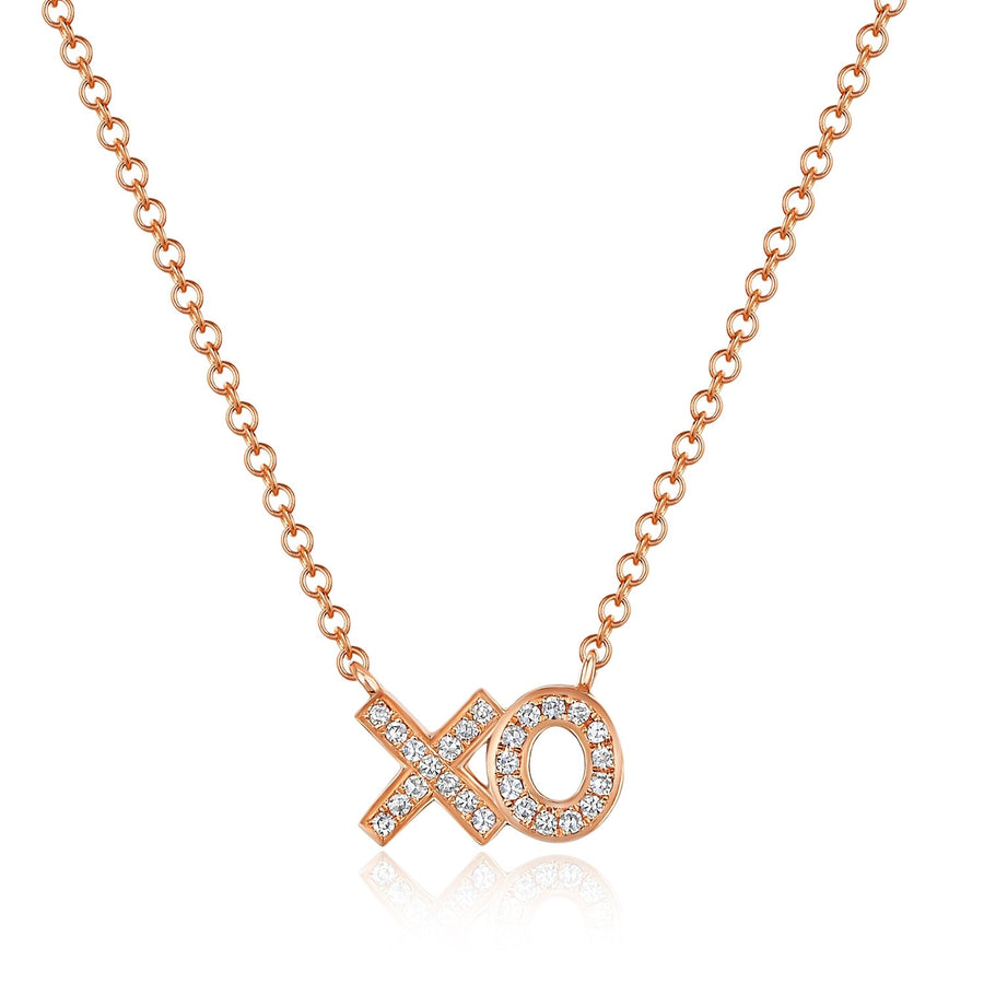 XO Diamond Necklace in 14k Yellow Gold - Etsy