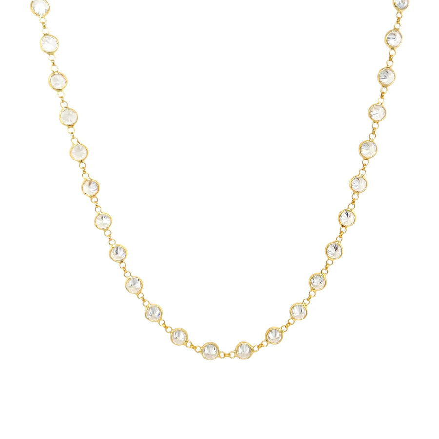 Yellow Gold Plated White Topaz Necklace