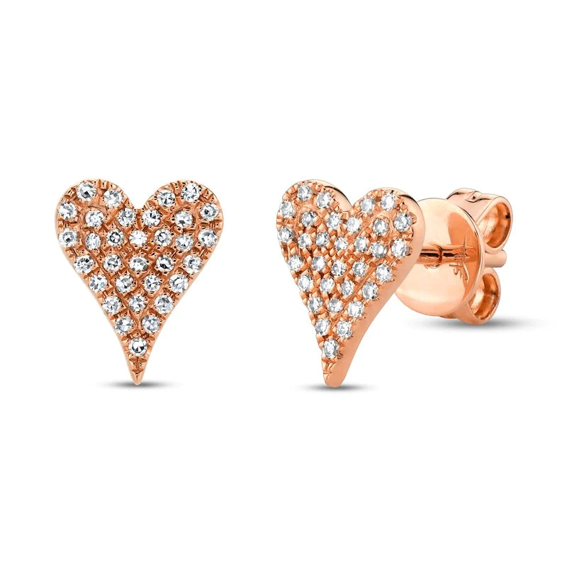 Rose gold plated heart studs