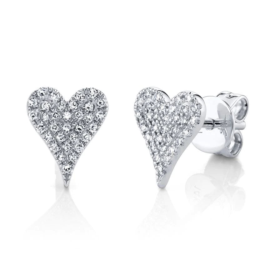 White gold plated heart studs