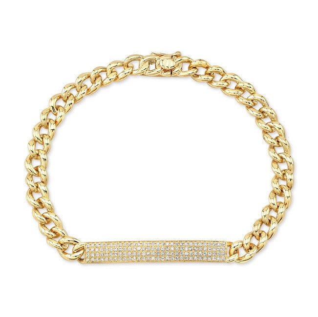 14K Gold Pave ID Chain Link Bracelet