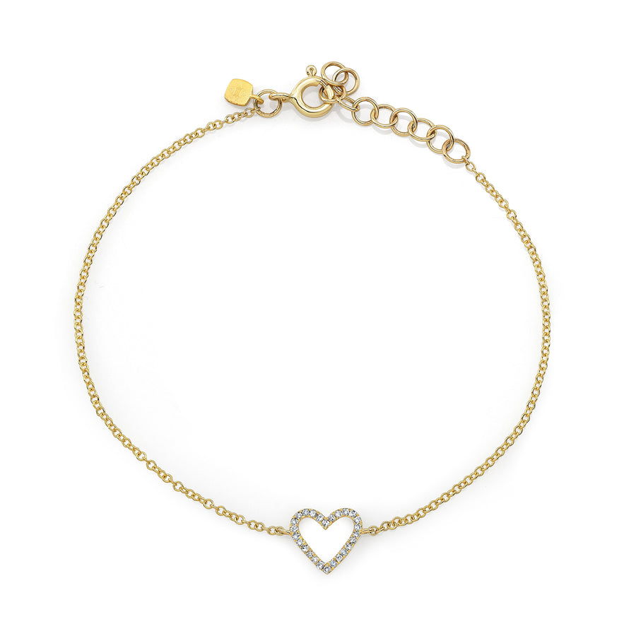 14K Gold Open Heart Bracelet