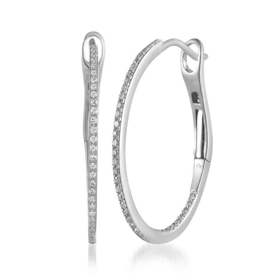 Oval Inside Out Hoop Diamond Earrings