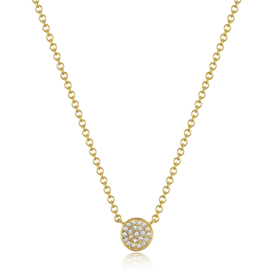 14K Gold Flat Pave Diamond Necklace