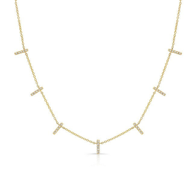 14K Gold & Diamond Bar Necklace