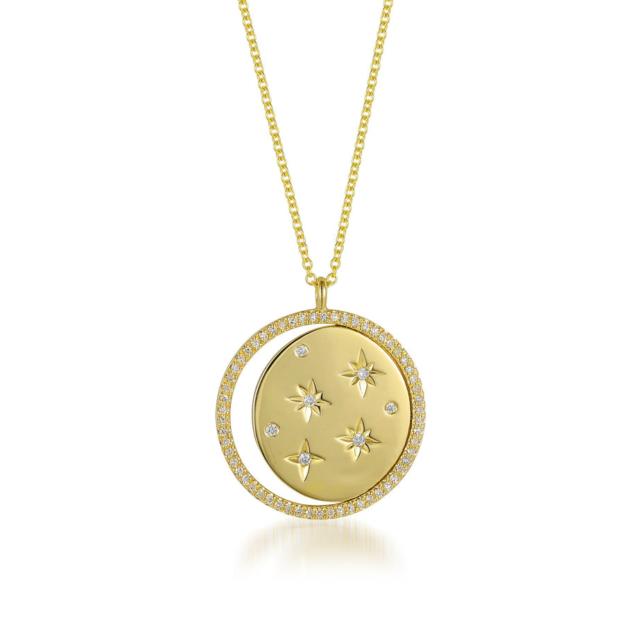 14K Gold Gypsy Star Open Circle Necklace
