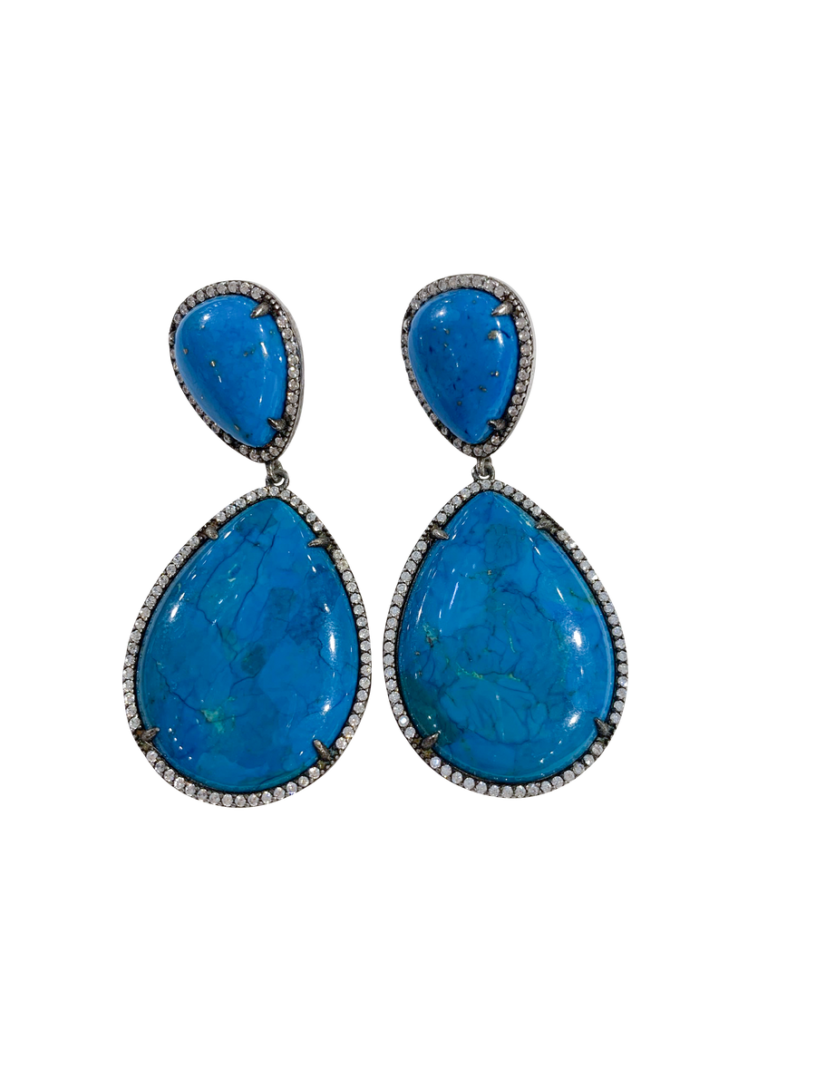 Pear Shaped Turquoise Earrings